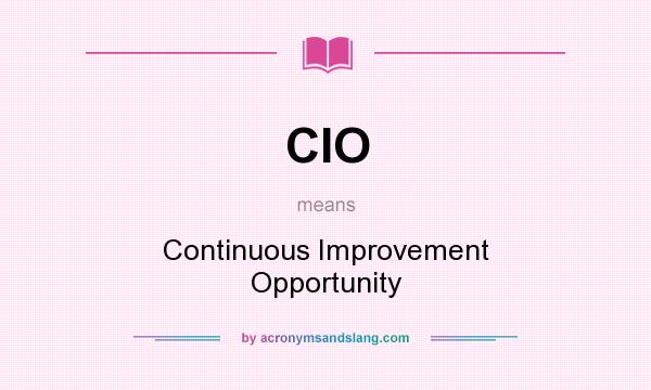 What does CIO mean? It stands for Continuous Improvement Opportunity
