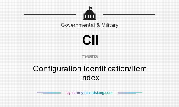 What does CII mean? It stands for Configuration Identification/Item Index