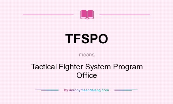 What does TFSPO mean? It stands for Tactical Fighter System Program Office