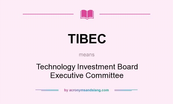 What does TIBEC mean? It stands for Technology Investment Board Executive Committee