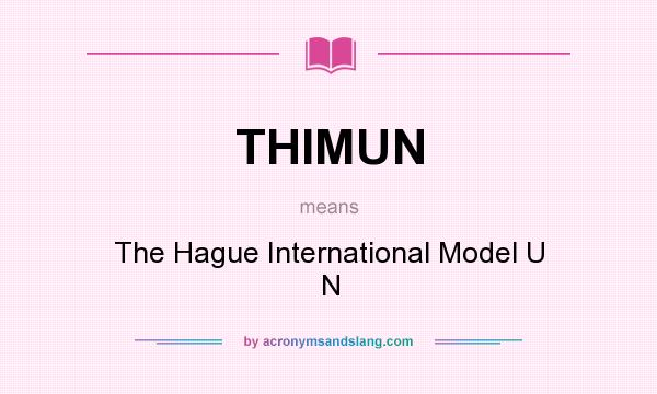 What does THIMUN mean? It stands for The Hague International Model U N