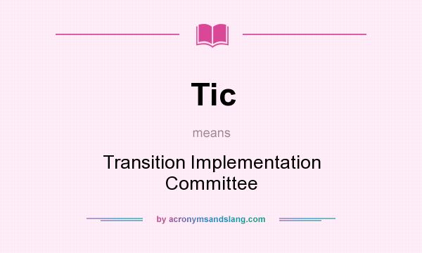 What does Tic mean? It stands for Transition Implementation Committee