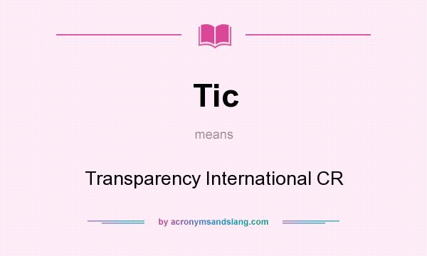 What does Tic mean? It stands for Transparency International CR
