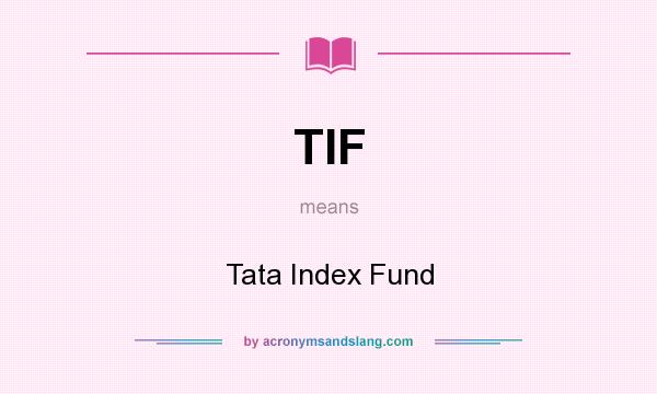 What does TIF mean? It stands for Tata Index Fund