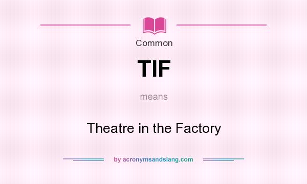 What does TIF mean? It stands for Theatre in the Factory