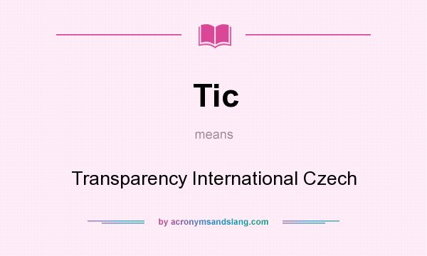 What does Tic mean? It stands for Transparency International Czech