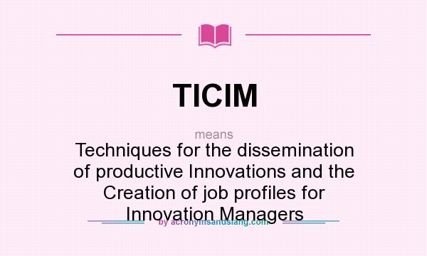 What does TICIM mean? It stands for Techniques for the dissemination of productive Innovations and the Creation of job profiles for Innovation Managers