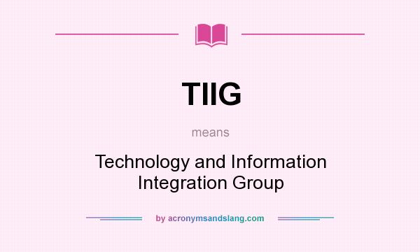 What does TIIG mean? It stands for Technology and Information Integration Group