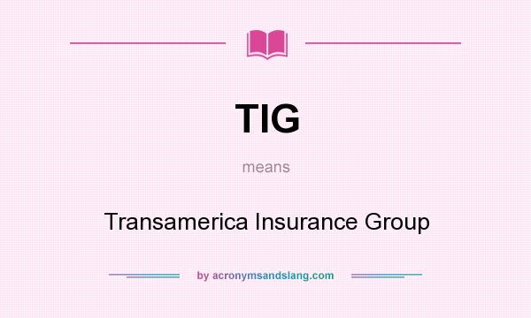 What does TIG mean? It stands for Transamerica Insurance Group