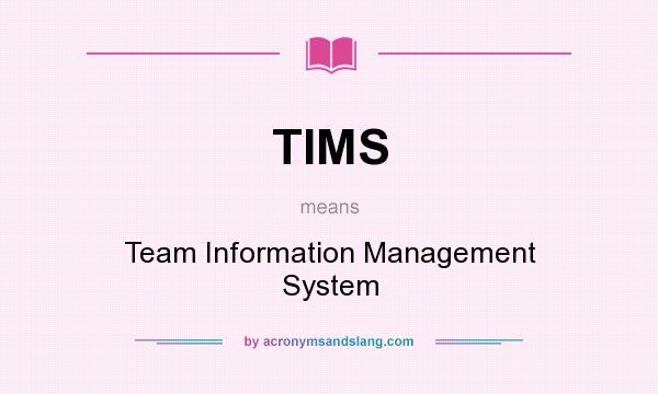What does TIMS mean? It stands for Team Information Management System