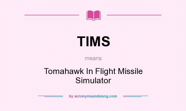 What does TIMS mean? It stands for Tomahawk In Flight Missile Simulator