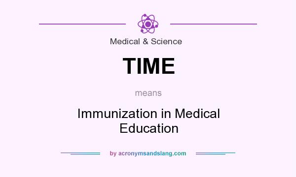 What does TIME mean? It stands for Immunization in Medical Education