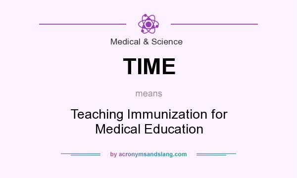 What does TIME mean? It stands for Teaching Immunization for Medical Education
