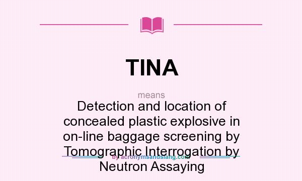 What does TINA mean? It stands for Detection and location of concealed plastic explosive in on-line baggage screening by Tomographic Interrogation by Neutron Assaying