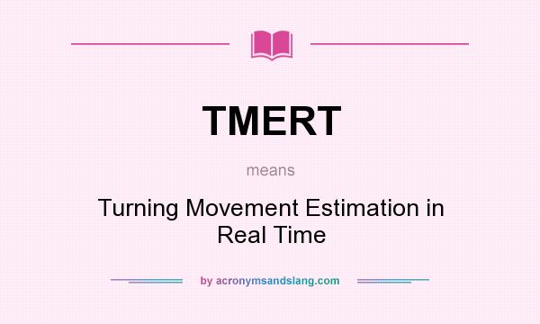 What does TMERT mean? It stands for Turning Movement Estimation in Real Time