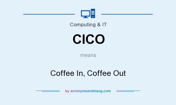 What does CICO mean? It stands for Coffee In, Coffee Out