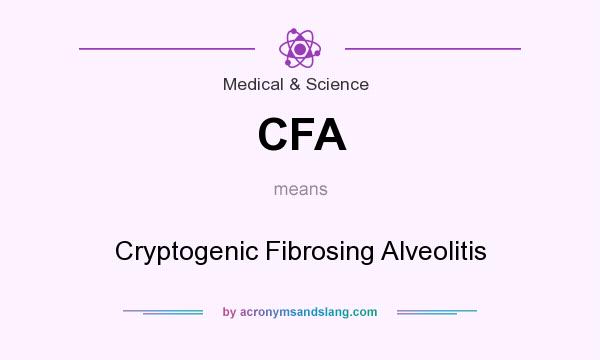 What does CFA mean? It stands for Cryptogenic Fibrosing Alveolitis