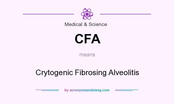What does CFA mean? It stands for Crytogenic Fibrosing Alveolitis