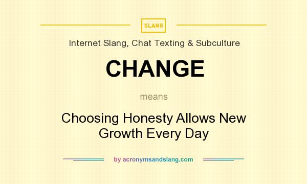 What does CHANGE mean? It stands for Choosing Honesty Allows New Growth Every Day