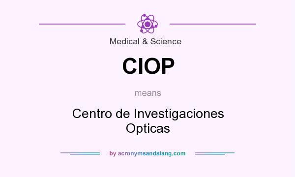 What does CIOP mean? It stands for Centro de Investigaciones Opticas