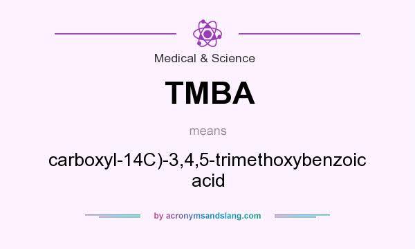 What does TMBA mean? It stands for carboxyl-14C)-3,4,5-trimethoxybenzoic acid