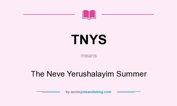 What does TNYS mean? It stands for The Neve Yerushalayim Summer