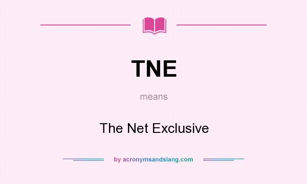 What does TNE mean? It stands for The Net Exclusive