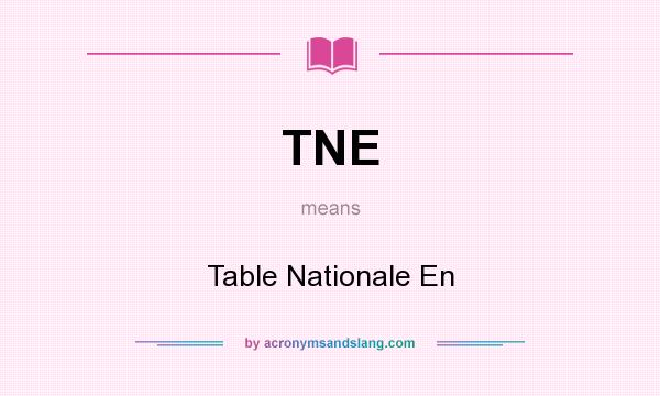 What does TNE mean? It stands for Table Nationale En