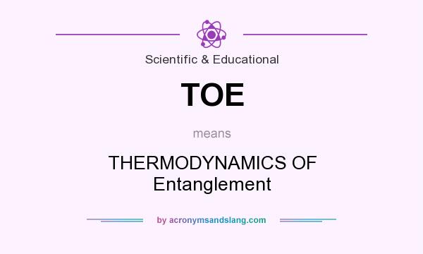 What does TOE mean? It stands for THERMODYNAMICS OF Entanglement