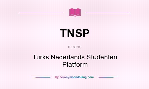 What does TNSP mean? It stands for Turks Nederlands Studenten Platform
