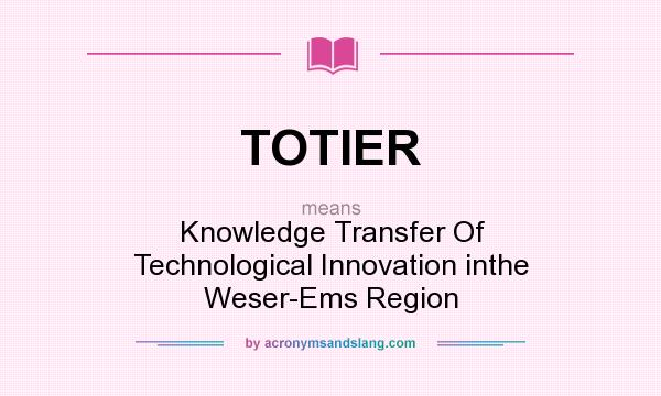 What does TOTIER mean? It stands for Knowledge Transfer Of Technological Innovation inthe Weser-Ems Region