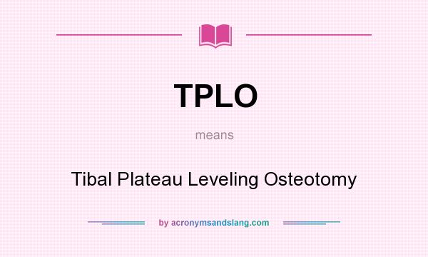What does TPLO mean? It stands for Tibal Plateau Leveling Osteotomy