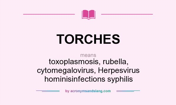 What does TORCHES mean? It stands for toxoplasmosis, rubella, cytomegalovirus, Herpesvirus hominisinfections syphilis