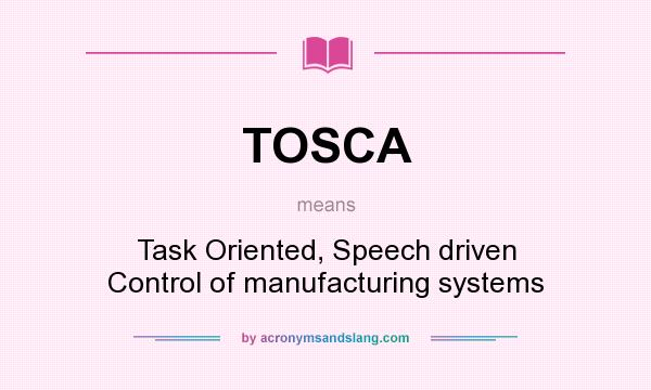 What does TOSCA mean? It stands for Task Oriented, Speech driven Control of manufacturing systems