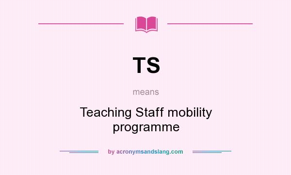 What does TS mean? It stands for Teaching Staff mobility programme