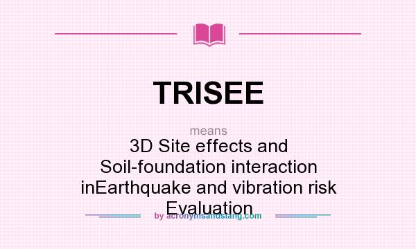 What does TRISEE mean? It stands for 3D Site effects and Soil-foundation interaction inEarthquake and vibration risk Evaluation
