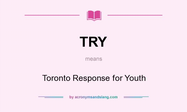 What does TRY mean? It stands for Toronto Response for Youth