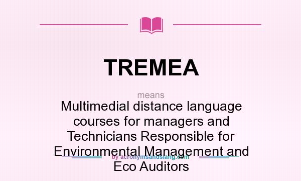 What does TREMEA mean? It stands for Multimedial distance language courses for managers and Technicians Responsible for Environmental Management and Eco Auditors