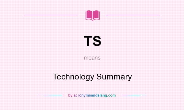 What does TS mean? It stands for Technology Summary