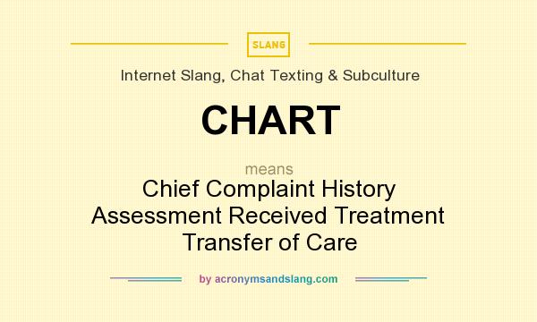 What does CHART mean? It stands for Chief Complaint History Assessment Received Treatment Transfer of Care