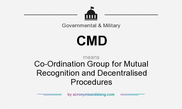 What does CMD mean? It stands for Co-Ordination Group for Mutual Recognition and Decentralised Procedures