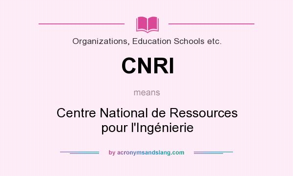 What does CNRI mean? It stands for Centre National de Ressources pour l`Ingénierie