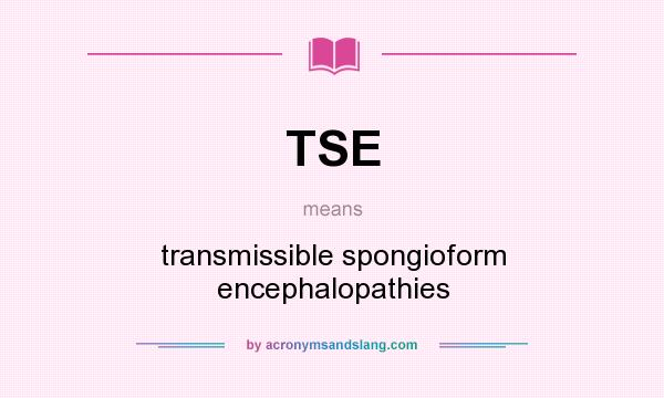 What does TSE mean? It stands for transmissible spongioform encephalopathies