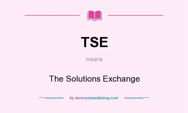What does TSE mean? It stands for The Solutions Exchange