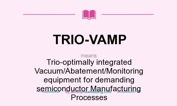 What does TRIO-VAMP mean? It stands for Trio-optimally integrated Vacuum/Abatement/Monitoring equipment for demanding semiconductor Manufacturing Processes