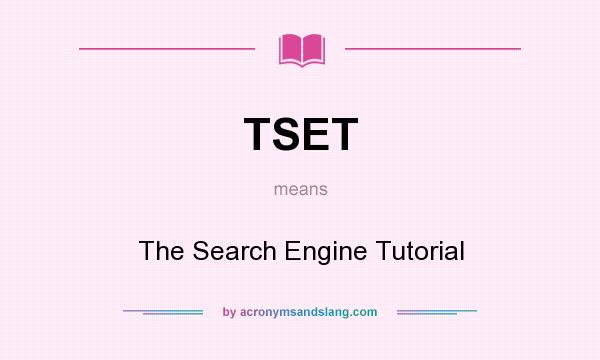 What does TSET mean? It stands for The Search Engine Tutorial