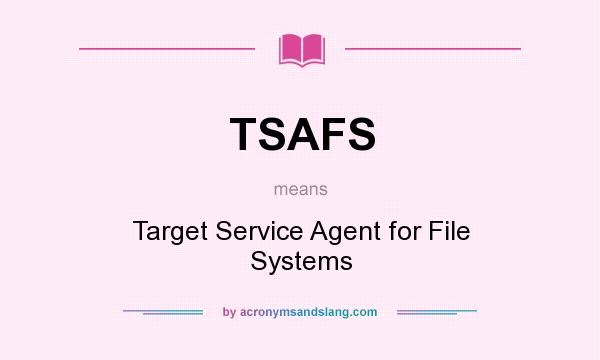 What does TSAFS mean? It stands for Target Service Agent for File Systems
