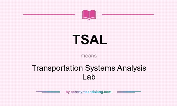 What does TSAL mean? It stands for Transportation Systems Analysis Lab