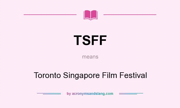 What does TSFF mean? It stands for Toronto Singapore Film Festival