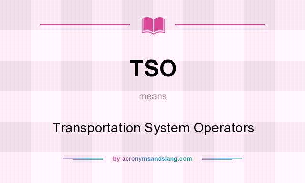 What does TSO mean? It stands for Transportation System Operators